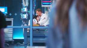 Floriana Lima as Nora Young, Kevin McKidd as Owen Hunt and Kim Raver as Teddy Altman in Grey's Anatomy season 21, episode 17