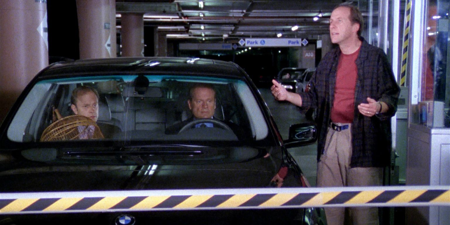 Frasier e Niles em uma garagem em Frasier