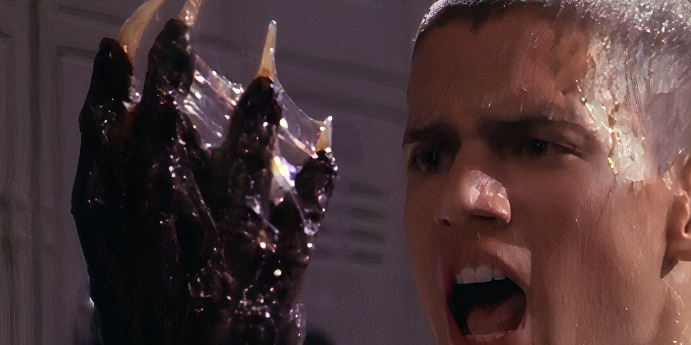 Gage (Wentworth Miller) looking at his transformed hand in the Buffy episode Go Fish