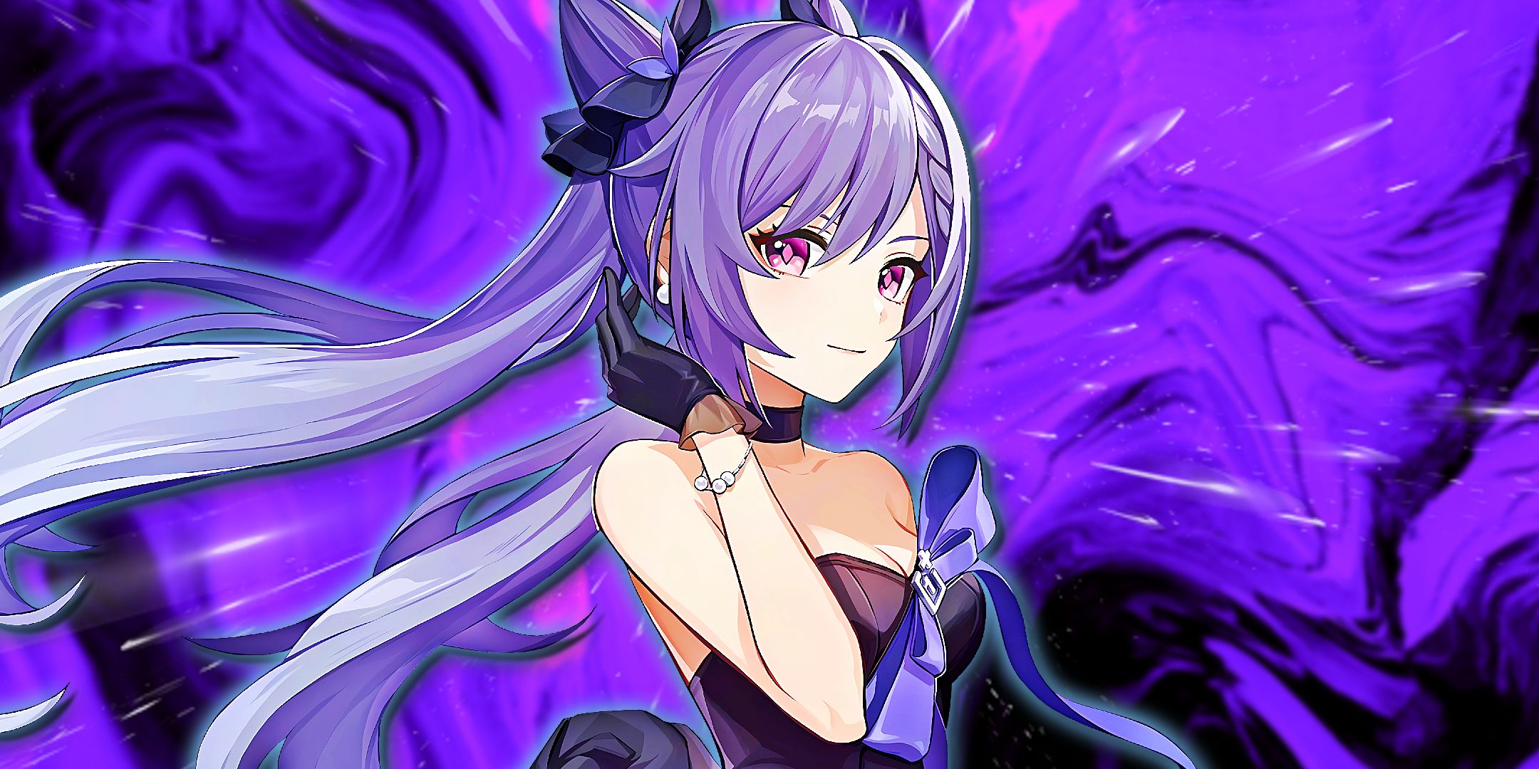 Genshin Impact&rsquo;s Keqing touches her hair.