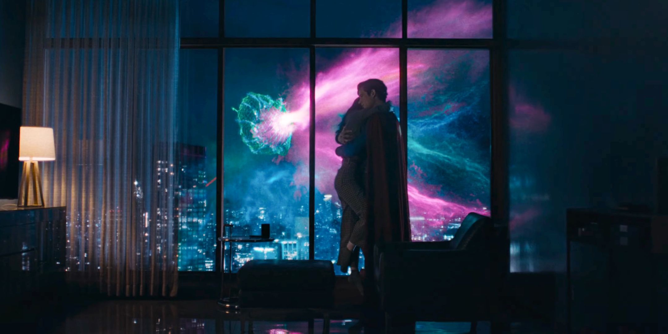 Giant Cosmic Threat outside while Superman is with Lois Lane