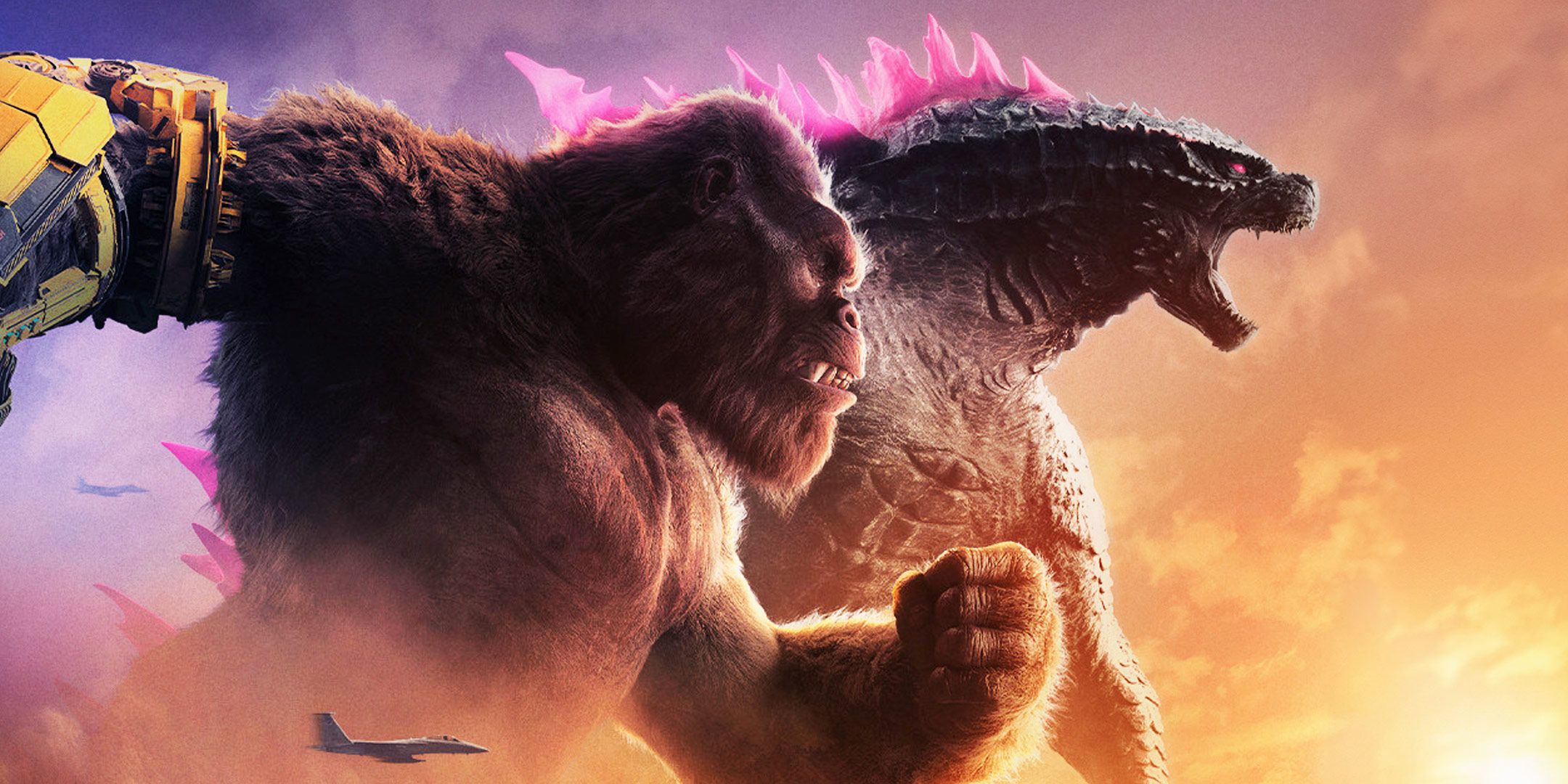 Godzilla and Kong running together