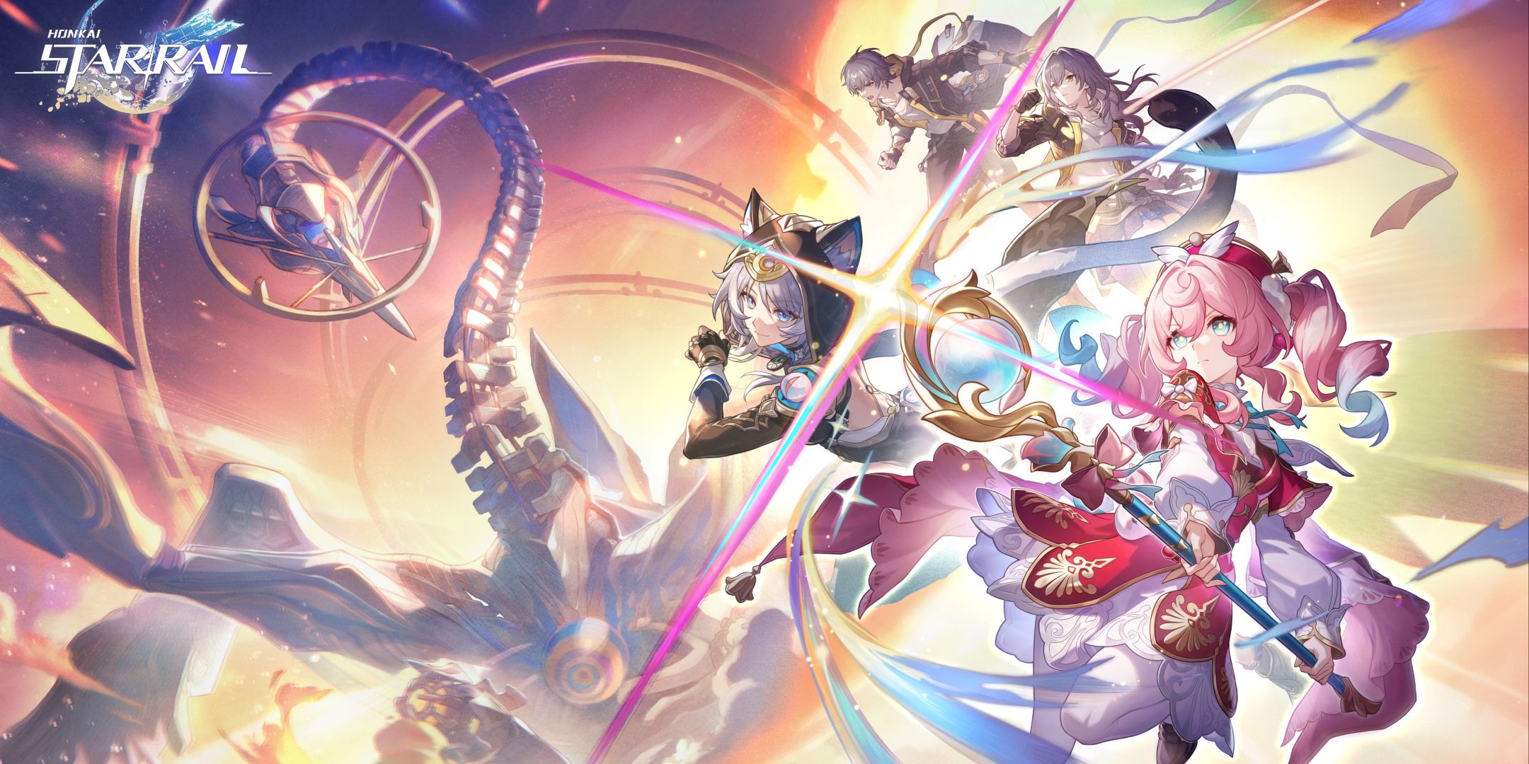 Honkai Star Rail's Hyacine, Cipher, and Trailblazer assemble to fight Aquila.