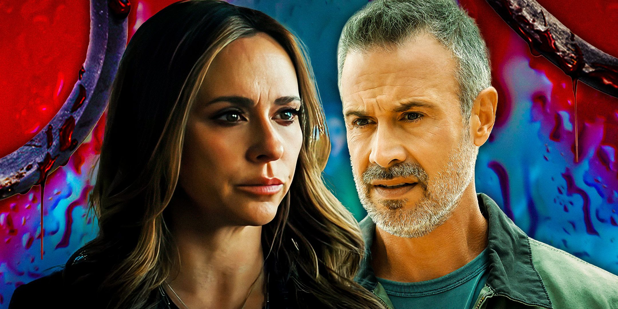 A composite image of Jennifer Love Hewitt as Julie James and Freddie Prinze Jr. as Ray Bronson in I Know What You Did Last Summer 2025