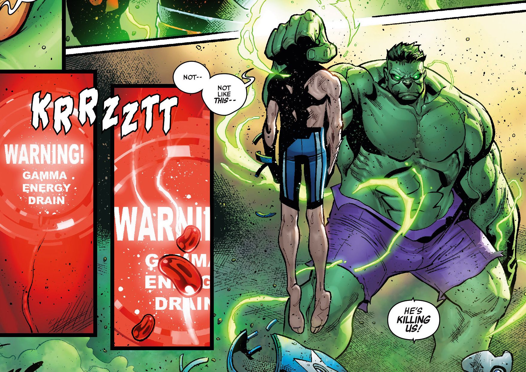 Hulk Crushes Red Hulk Ross With One Hand in Avengers Comic Art