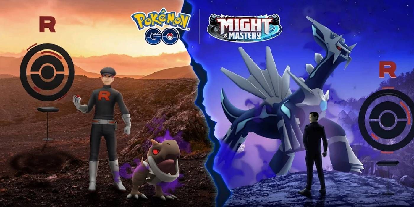 Pokémon GO Might Mastery Crown Clash: Taken Over event keyart with Team Rocket members