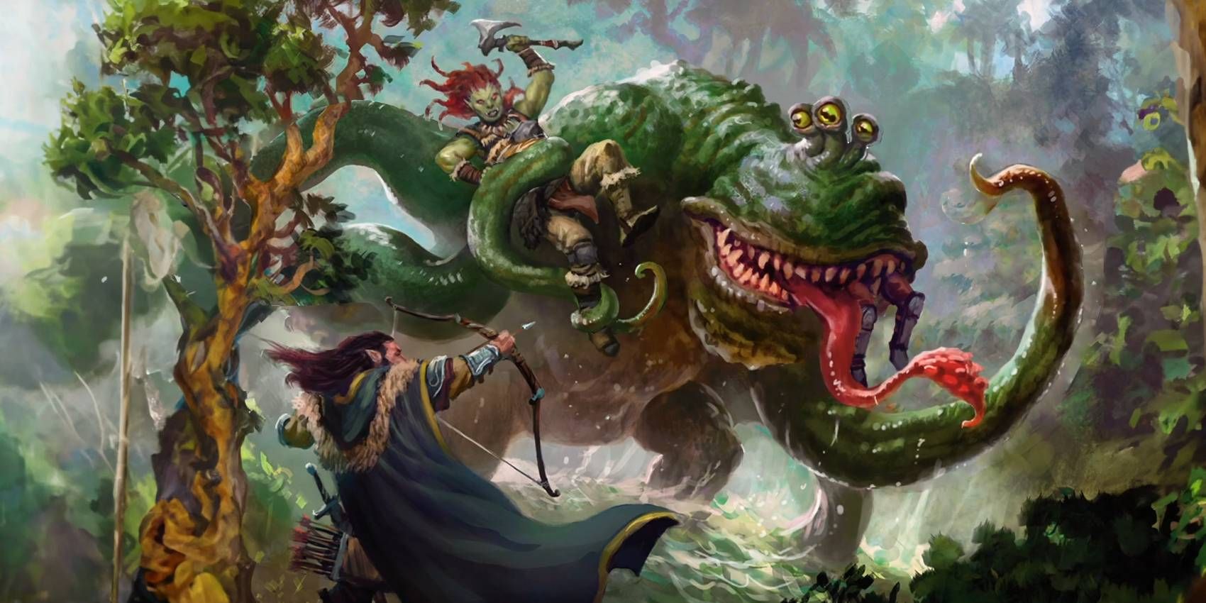 Dungeons and Dragons Froghemoth combatto due personaggi