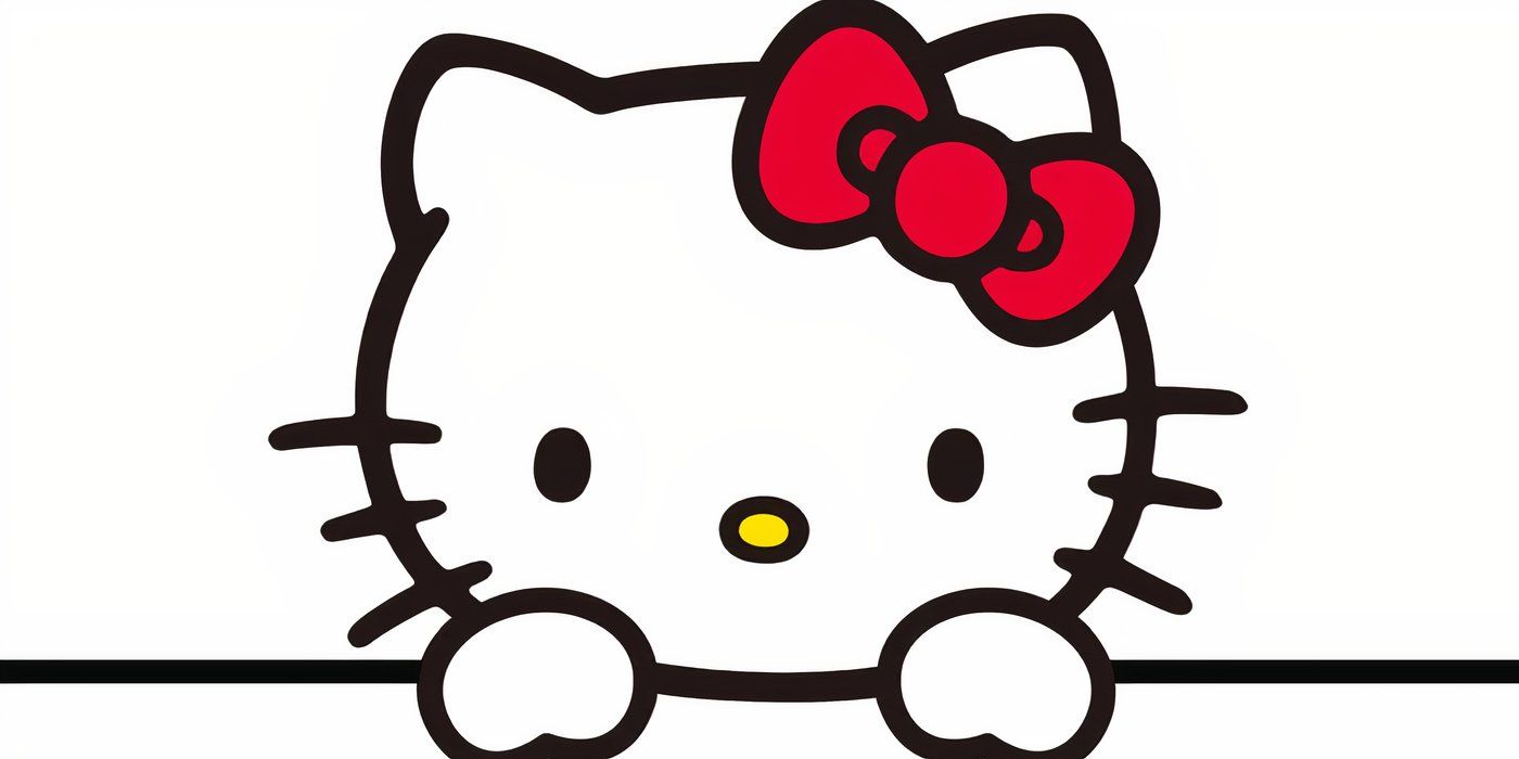 Hello Kitty agarrando el borde de una pared
