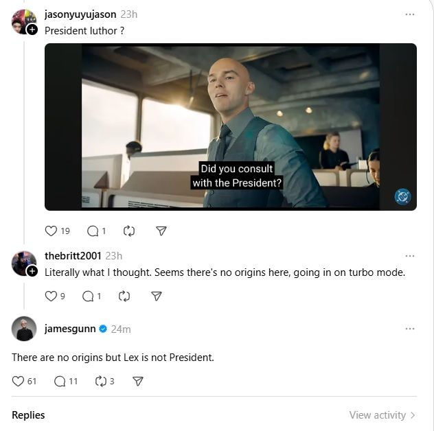 James Gunn Addresses Lex Luthor Theory In Superman Movie