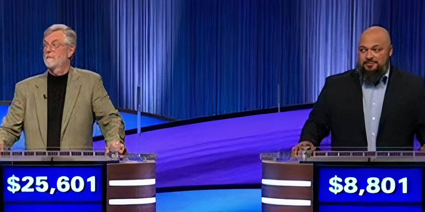 Jeopardy Contestants Jim Carpenter and David Crockett During Final Jeopardy