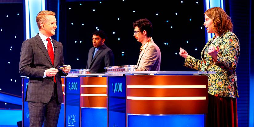 Jeopardy Masters' Ken Jennings and Adriana Harmeyer talk to each other