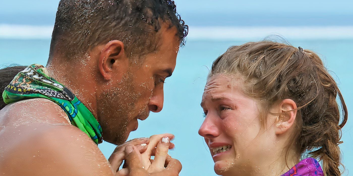 Joe Hunter ed Eva Erickson si abbracciano dopo una sfida emozionale
