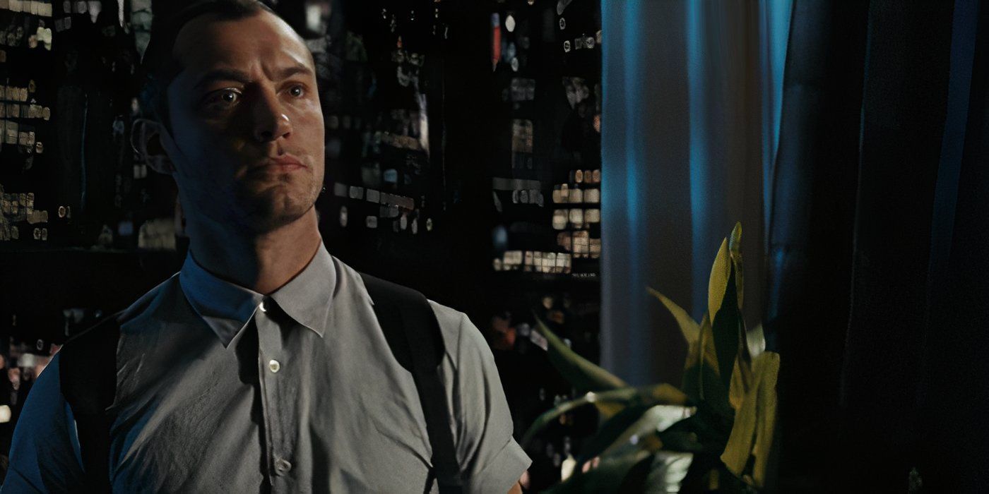 Jude Law as Remy in the apartment repossession scene in Repo Men