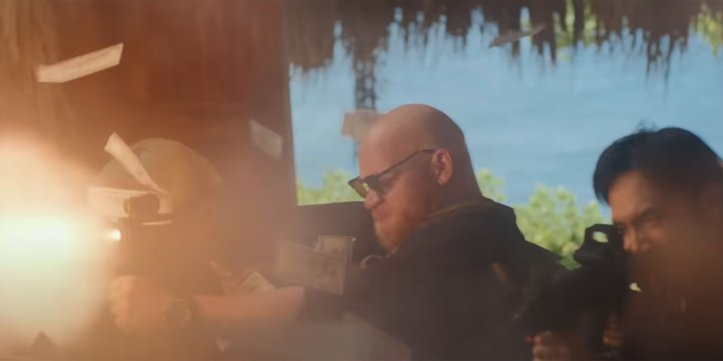 Krondon shooting a gun in Shadow Force