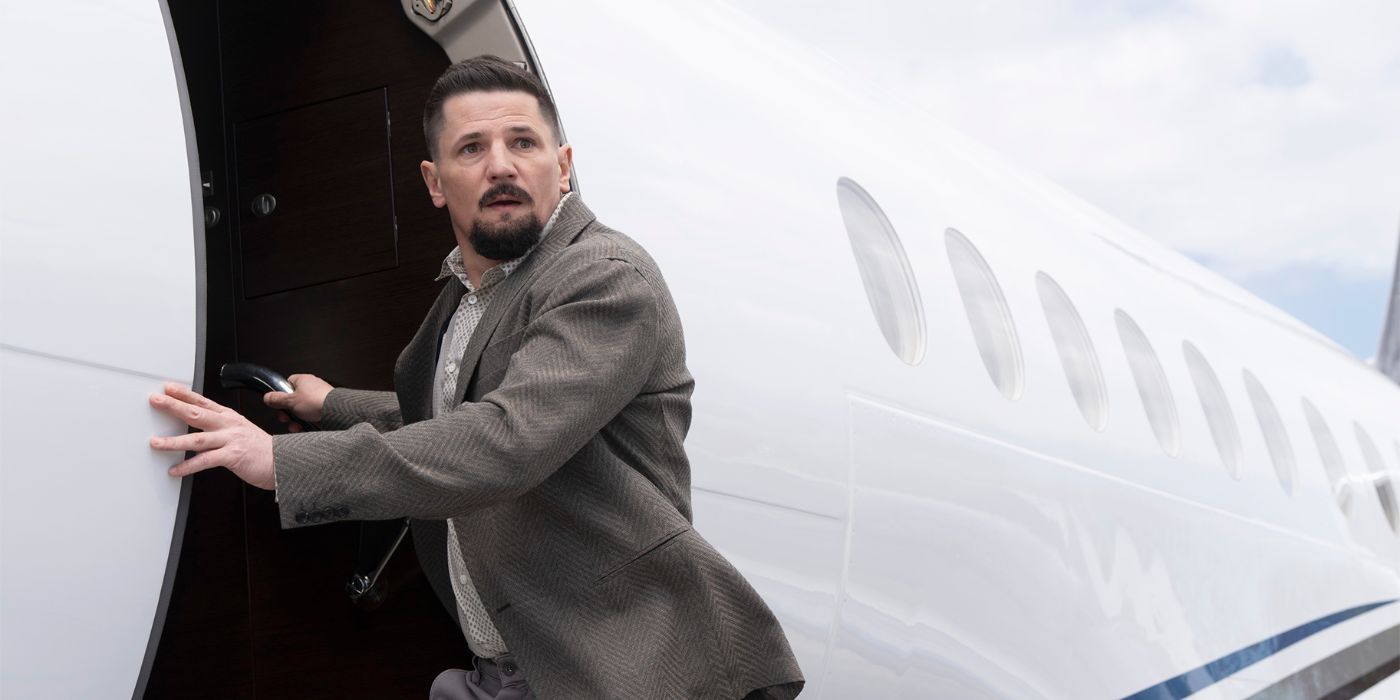 Michael Trotter as Joe Jr in the Law and Order Organized Crime season 4 finale about to go on a plane