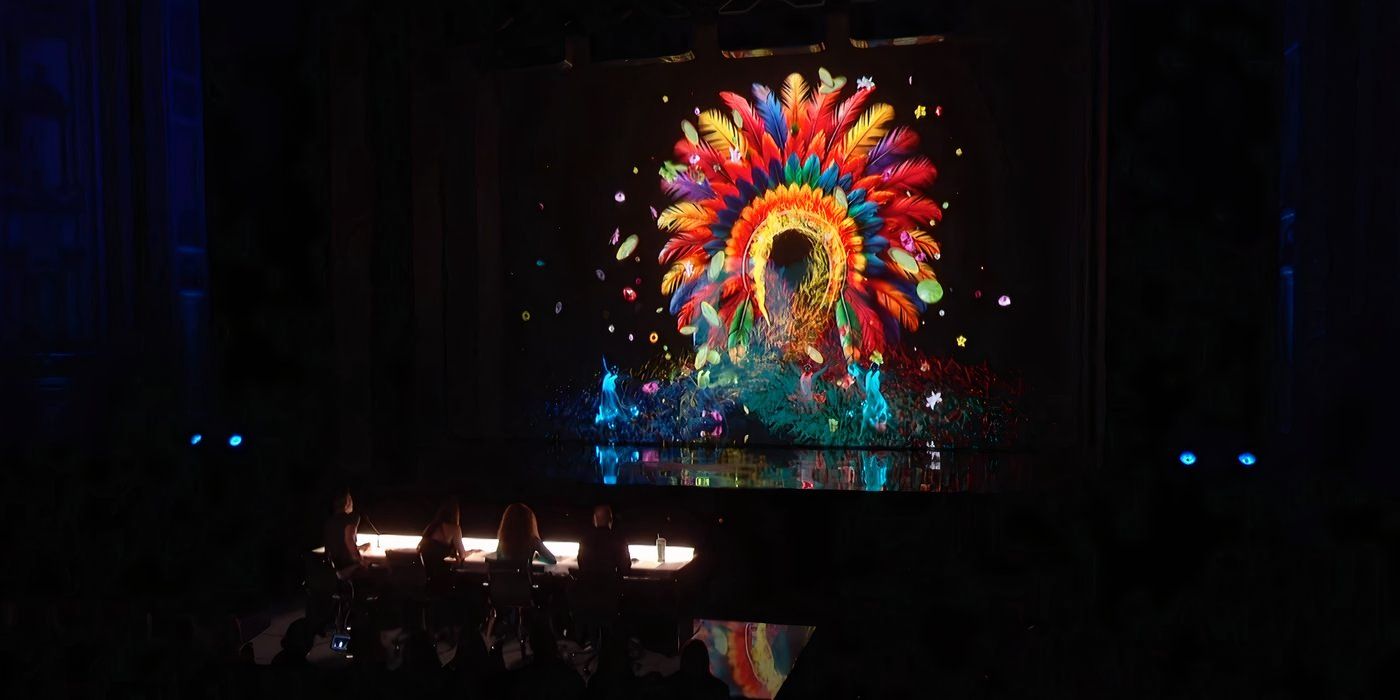 America's Got Talent judges watching Light Wire's colorful, interactive audition