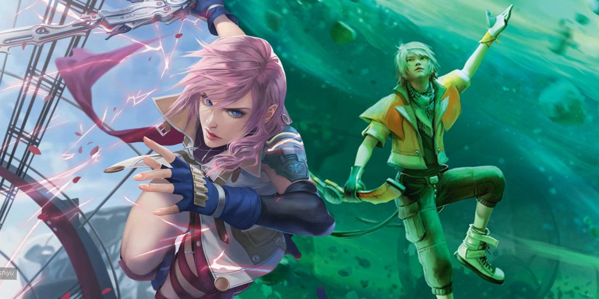 Lightning Army of One and Hope's Aero Magic art from Magic The Gathering's Final Fantasy set