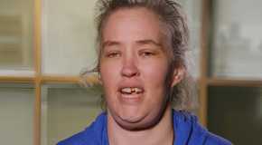 Mama June Shannon in Mama June- Family Crisis taking during interview in blue hoodie