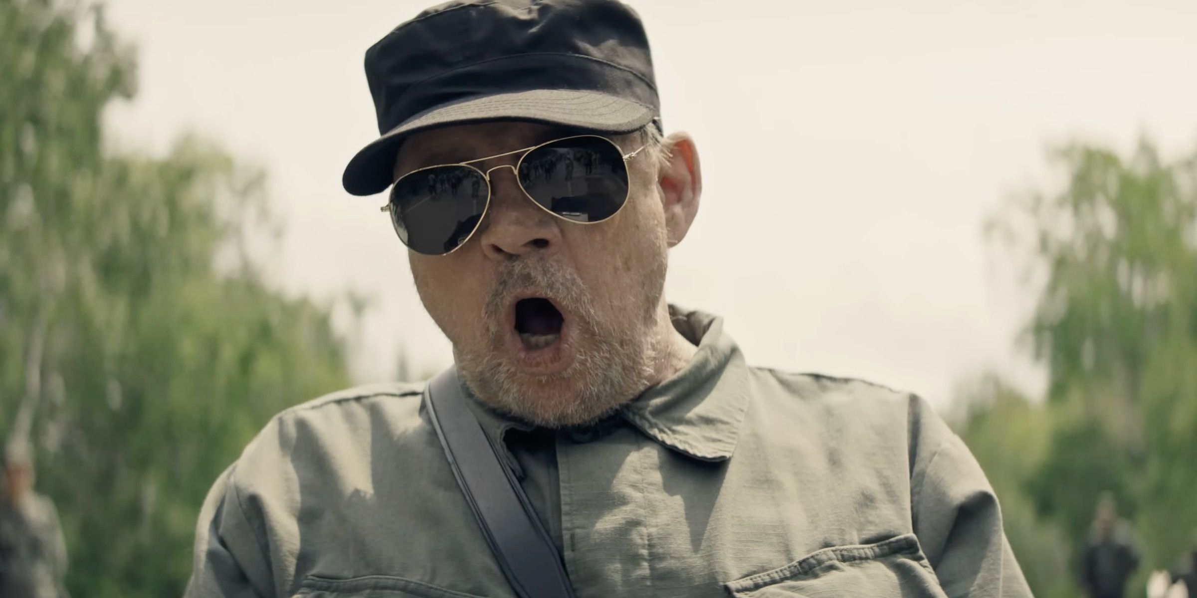 Mark Hamill in The Long Walk screaming 
