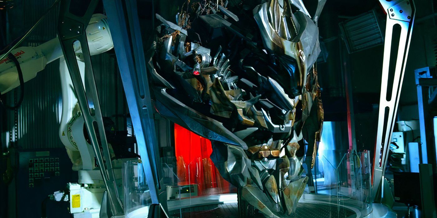 Megatron's severed head in Transformers: Age of Extinction