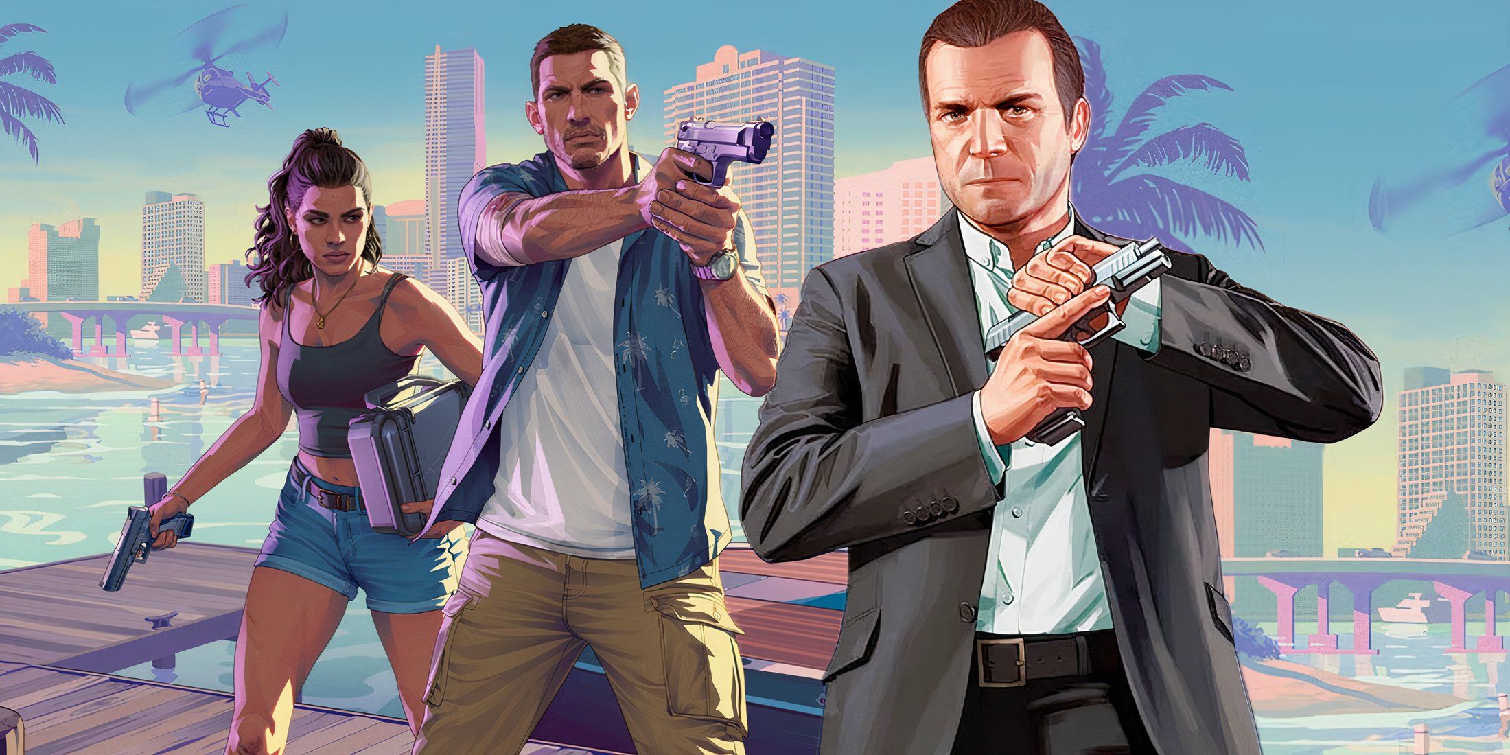 Michael de GTA 5 con otros personajes de GTA 6