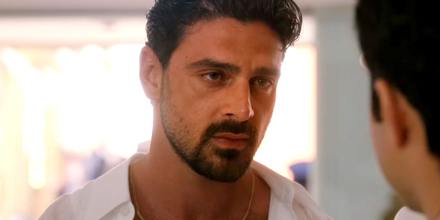 Michele Morrone as Dante Versano soulfully staring in Another Simple Favor