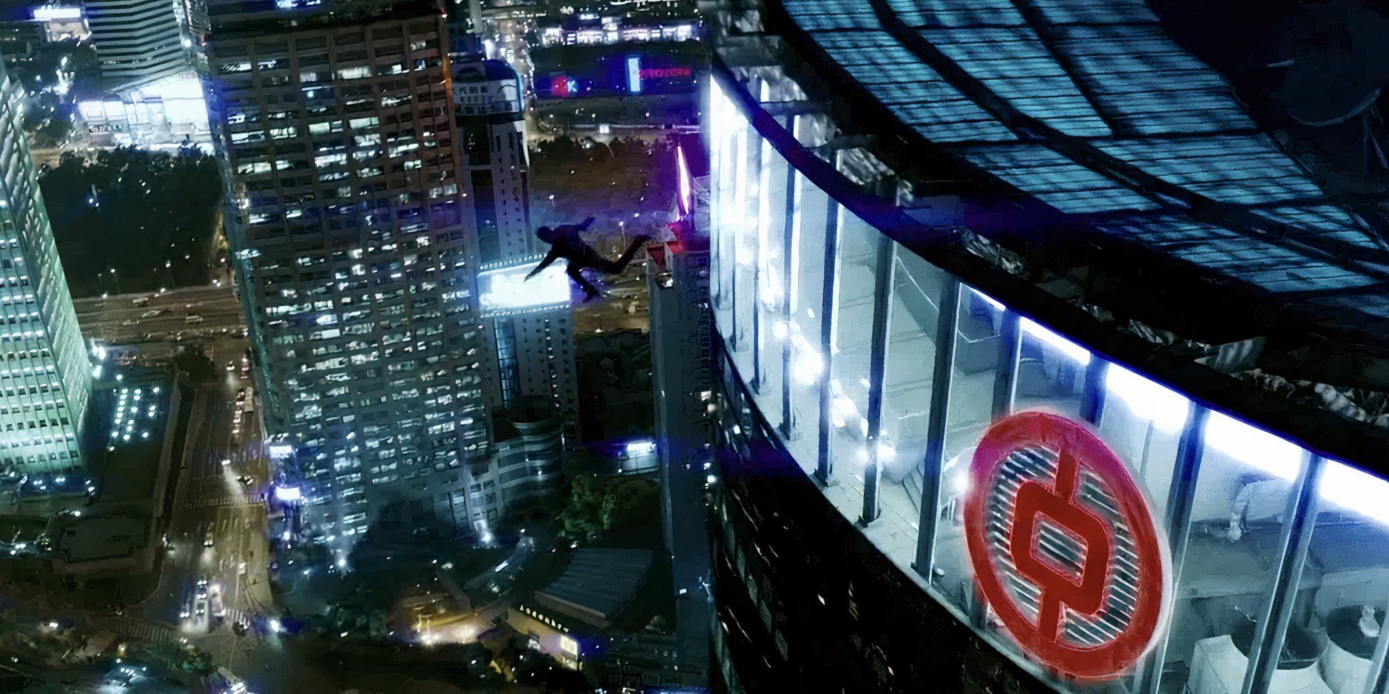 Ethan Hunt jumps off a skyscraper in Shanghai in Mission: Impossible III