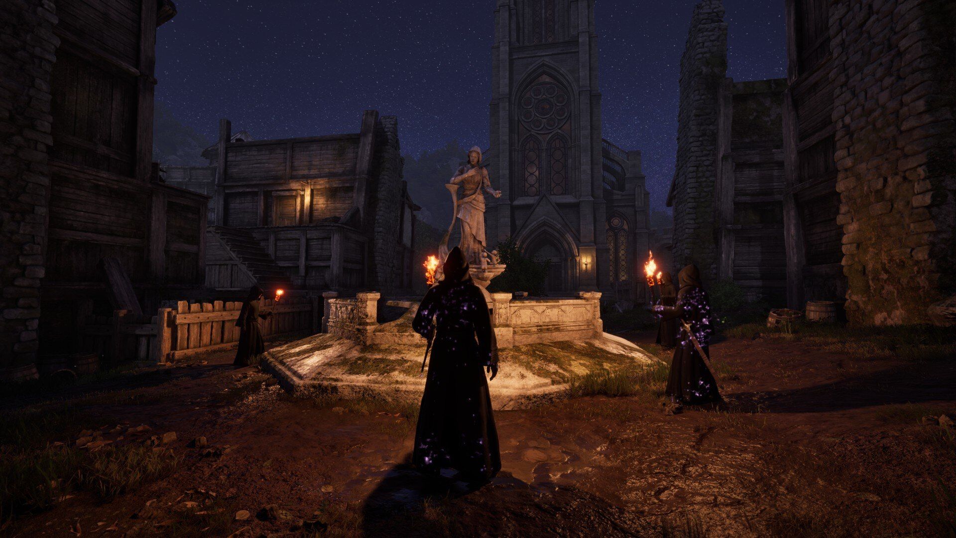 Nighttime view of a statue in oblivion remastered