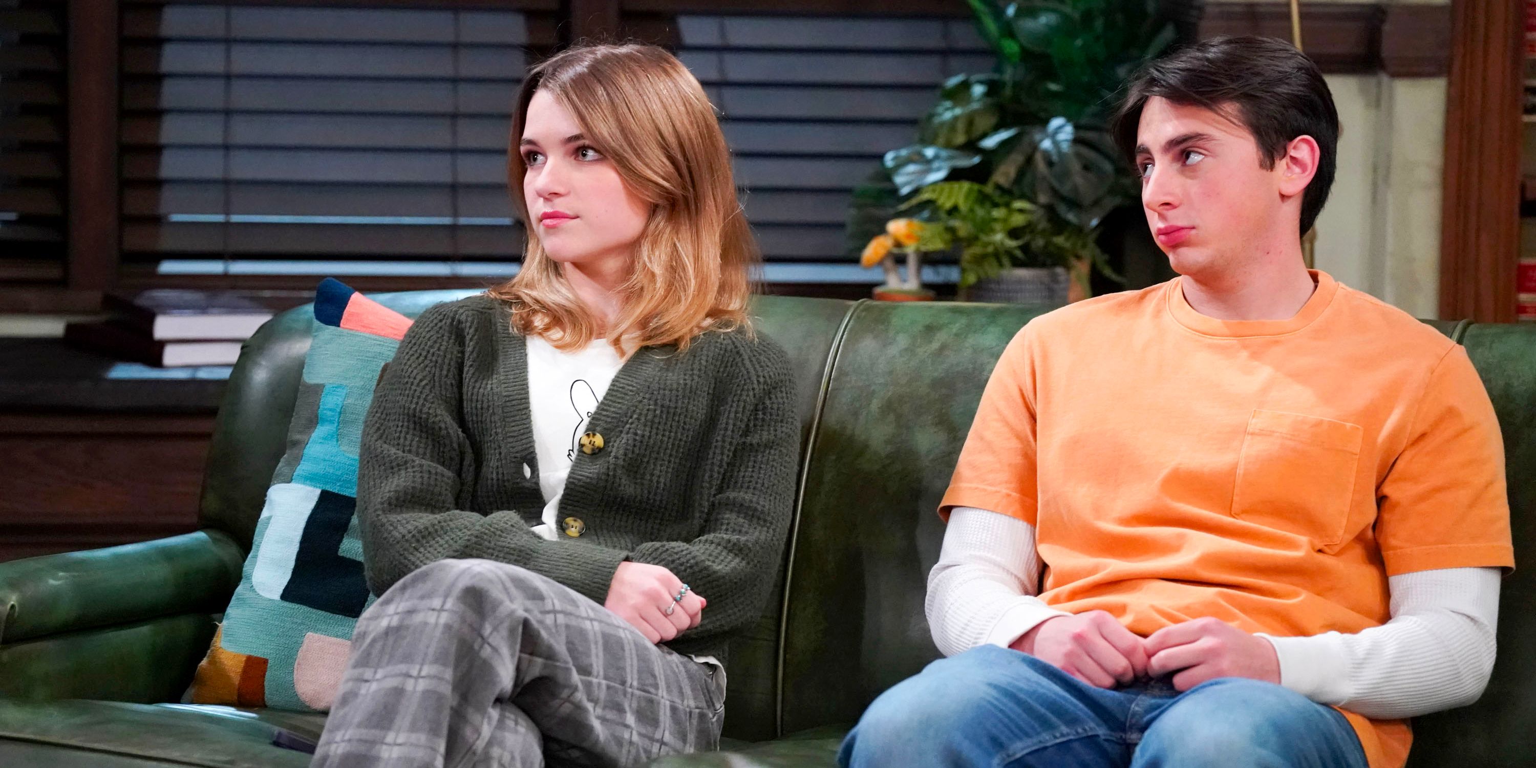 Raegan Revord as Sylvia Plath and Charlie Korman as Batman in the Night Court season 3 finale