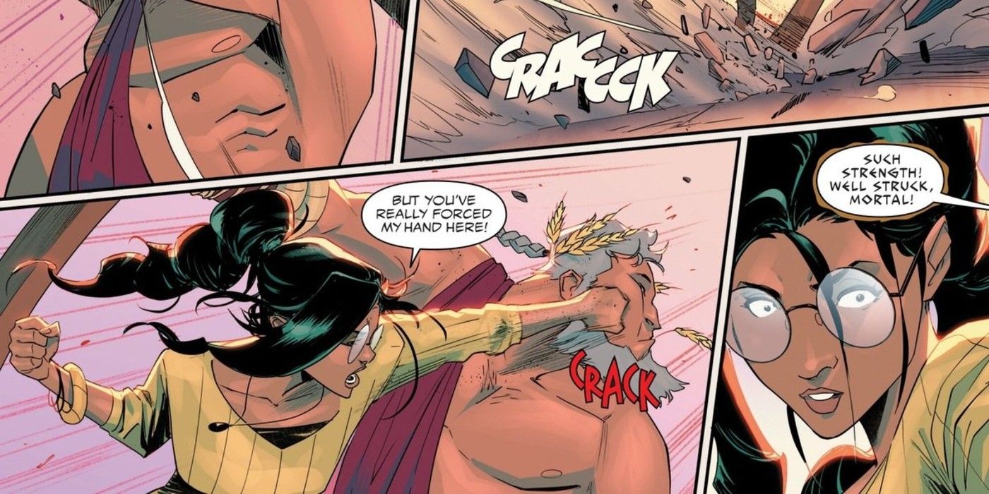 Philomelus the Great tiller of Earth and soil gets punched by Dr. Keisha Kwan aka Powerlift in Miles Morales Spider-Man #33