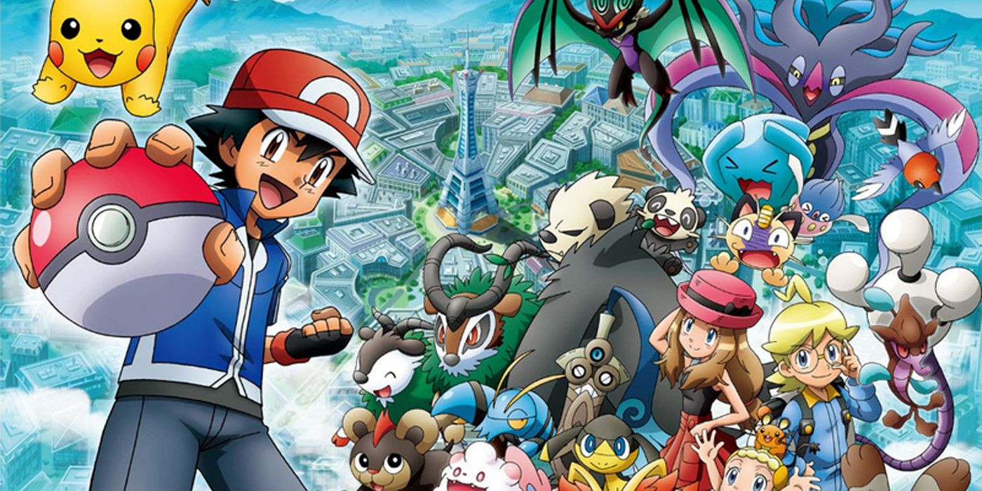 key art for the Pokemon XY Season depicting Ash and many pokemon.