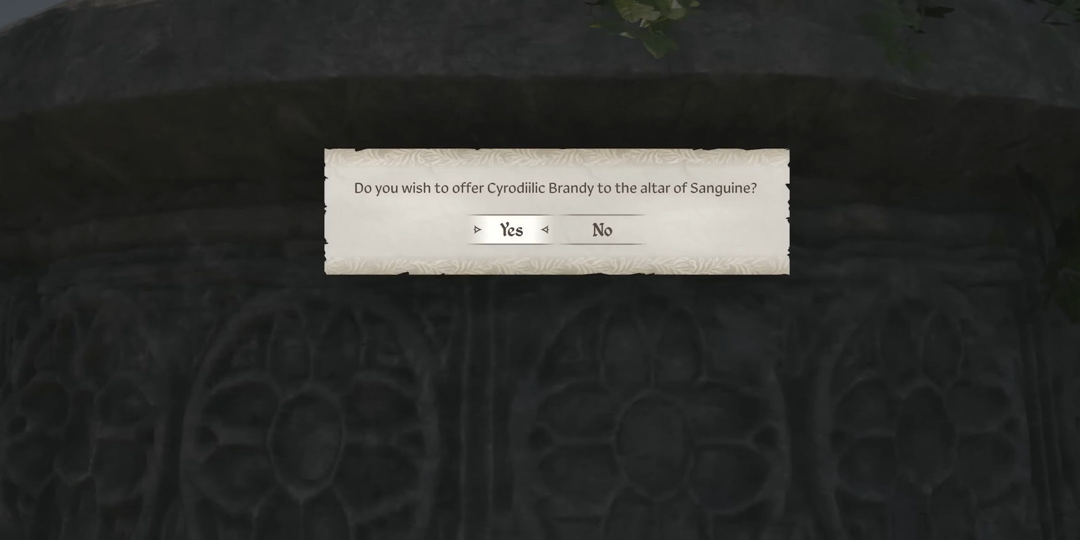 Pop up for Shrine of Sanguine in Oblivion Remastered