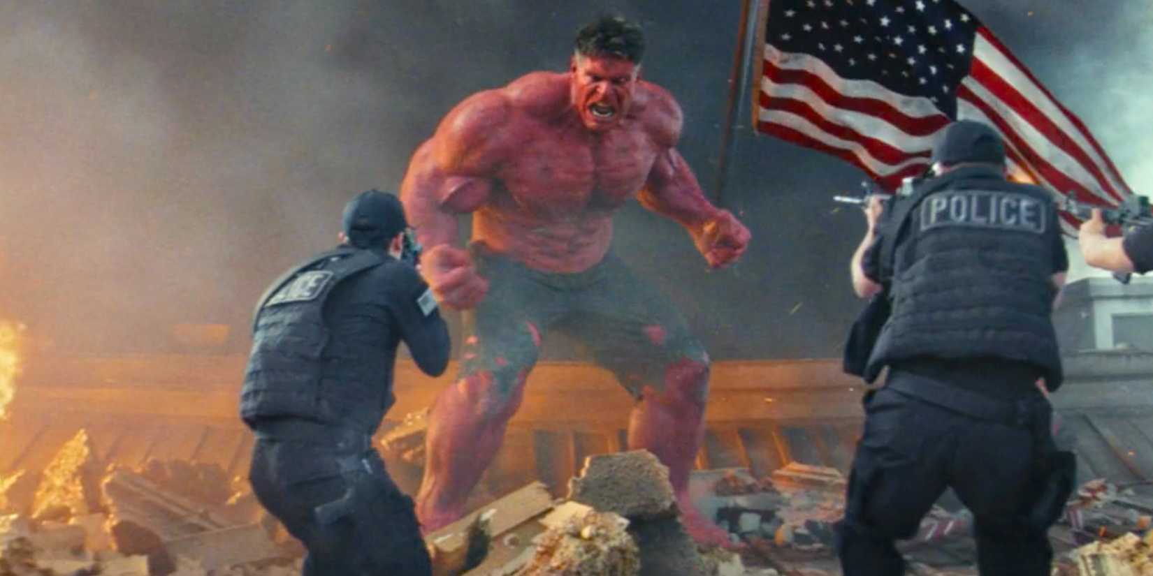 Red Hulk With Ameican Flag in Brave New World