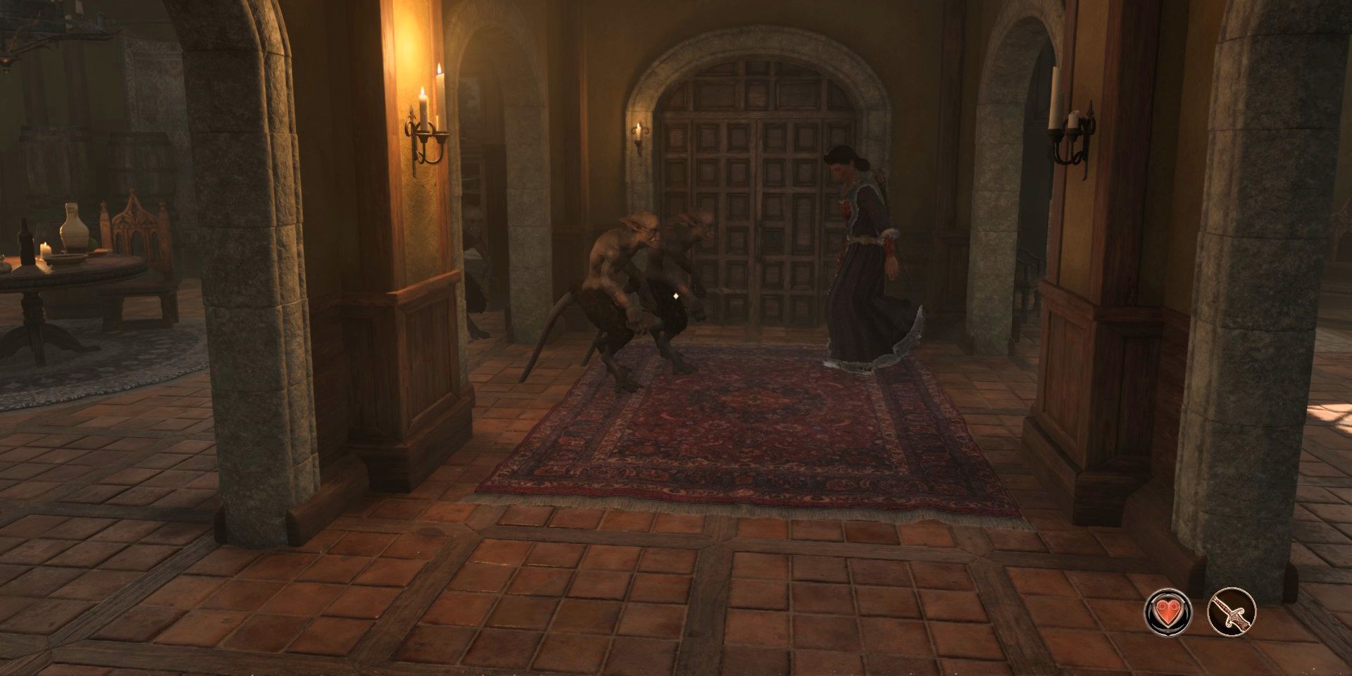 Rosentia Gallenus and four scamps in her home in Oblivion Remastered