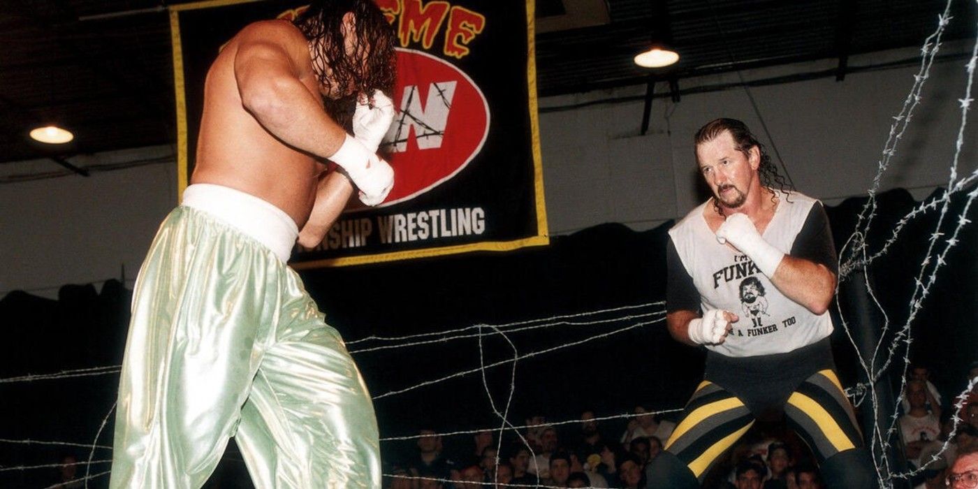 Sabu vs Terry Funk at ECW Born to Be Wired in a No Ropes Barbed Wire Match