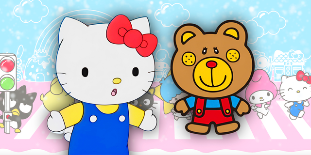Sanrio - Hello Kitty looking shocked next to Coro Chan