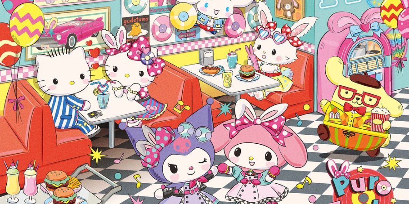 Sanrio Puroland - Hello Kitty e amici in un’illustrazione del parco