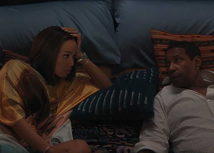 Denzel Washington looks at Ilfenesh Hadera in Highest 2 Lowest