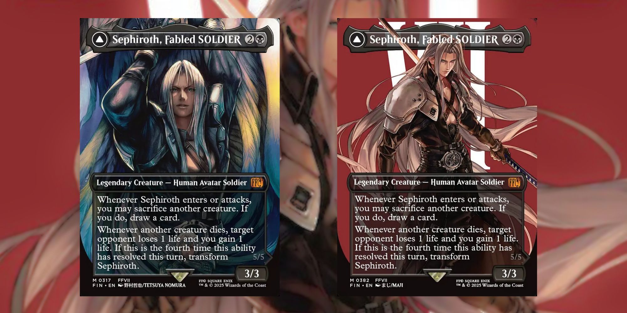 Sephiroth, Fabled SOLDIERS alternate art card from Magic The Gathering