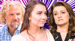 sister wives stars kody robyn and aurora brown in intense montage with only aurora smiling