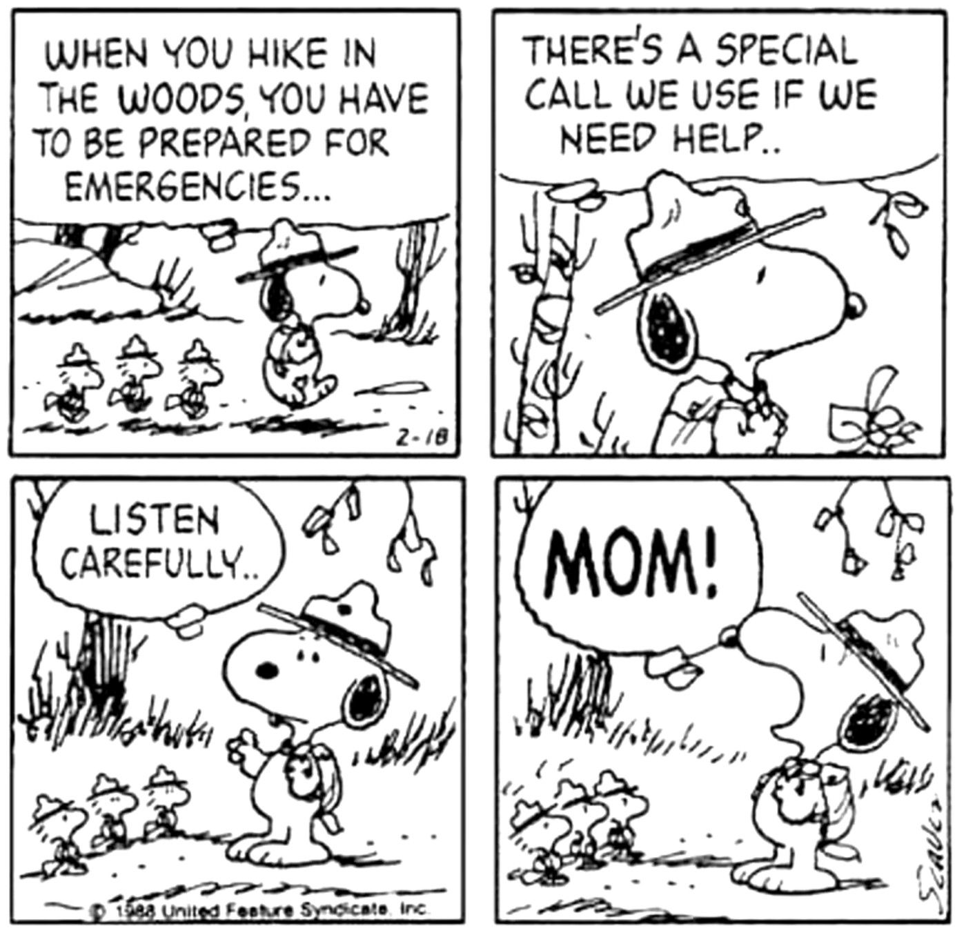 Snoopy sendo um líder de escoteiros fofo em amendoins