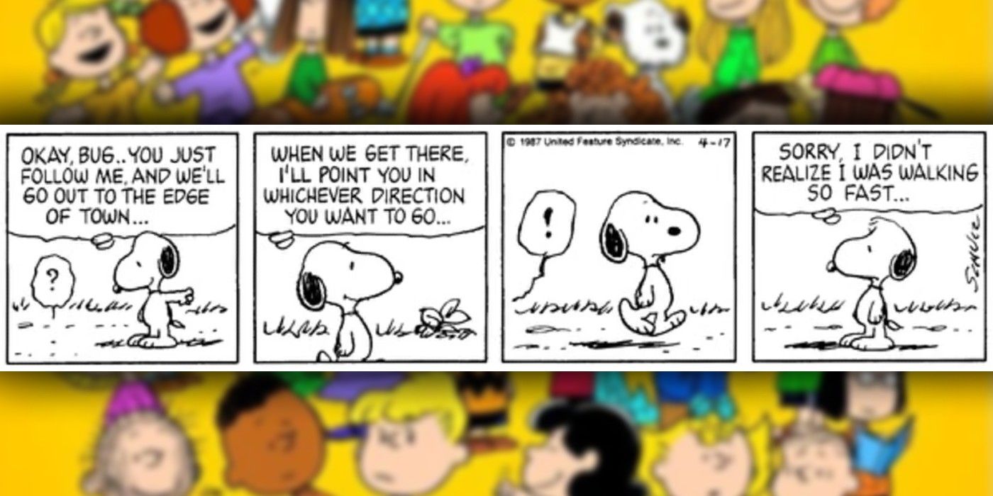 Snoopy sendo fofo em amendoins