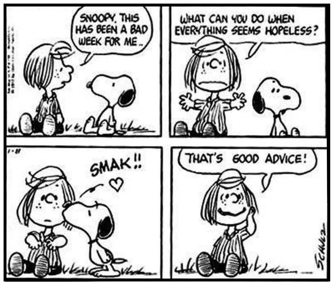 Snoopy ajuda a hortelã -pimenta