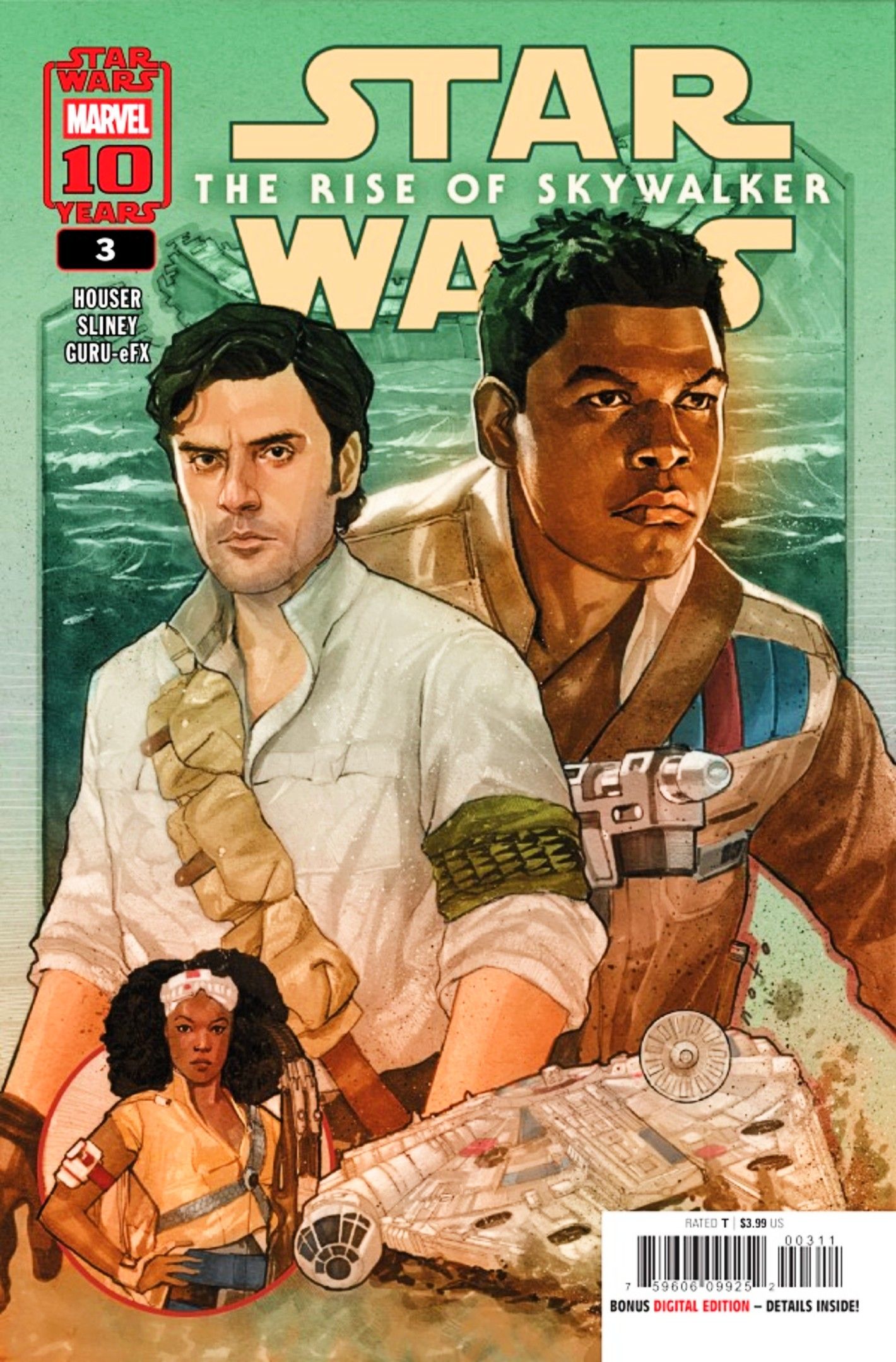 Star Wars Rise of Skywalker #3 cover featuring Finn and Poe and a collage of other characters