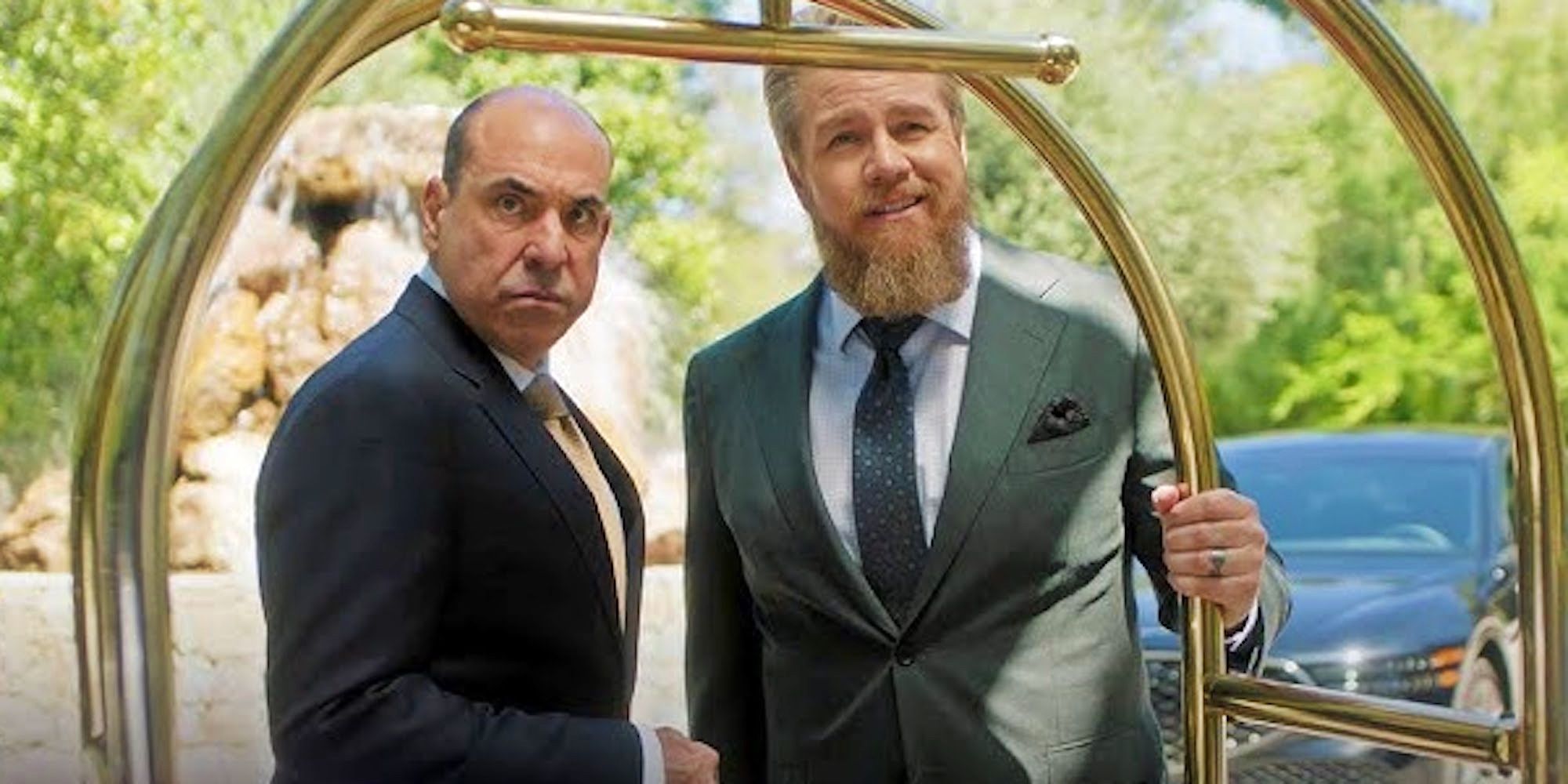 Rick Hoffman as Louis Litt and Josh McDermitt as Stuart Lane in Suits LA episode 12.