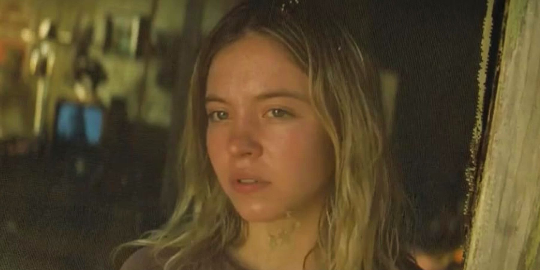 Sydney Sweeney Once Upon A Time in Hollywood looking concerned 
