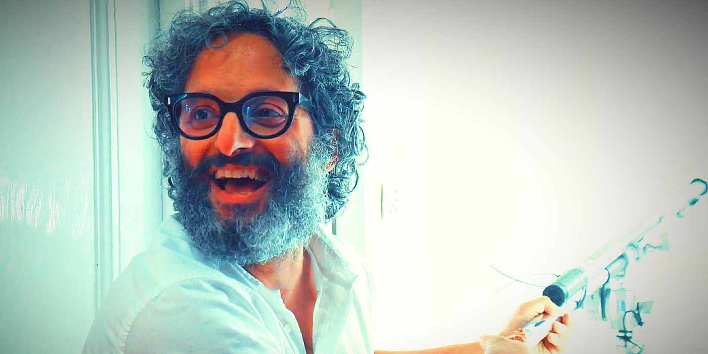 Taskmaster&rsquo;s Jason Mantzoukas smiles while holding a pole