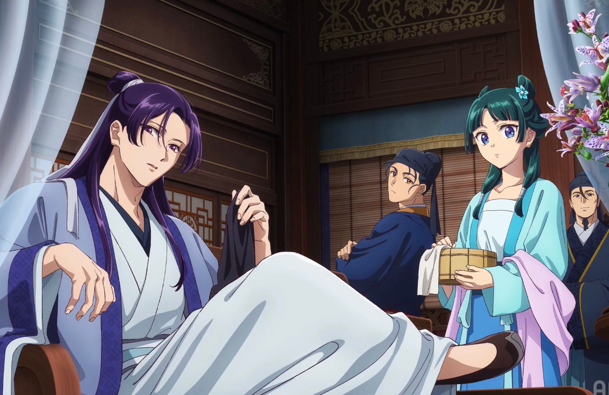 the-apothecary-diaries-new-art-of-maomao-jinshi-gaoshun-and-basen Os diários do farmacêuticos revelam impressionantes novas maomau e Jinshi Art que terão seus remetentes aplaudindo