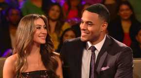 the bachelor stars juliana pasquarosa and grant ellis smiling during episode