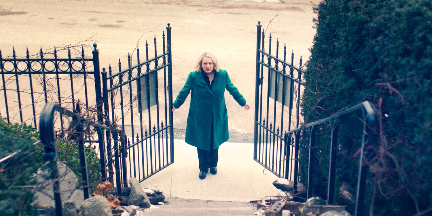 June (Elisabeth Moss) returns to the ruins of the Waterfords' house in The Handmaid's Tale Season 6 Ep 10